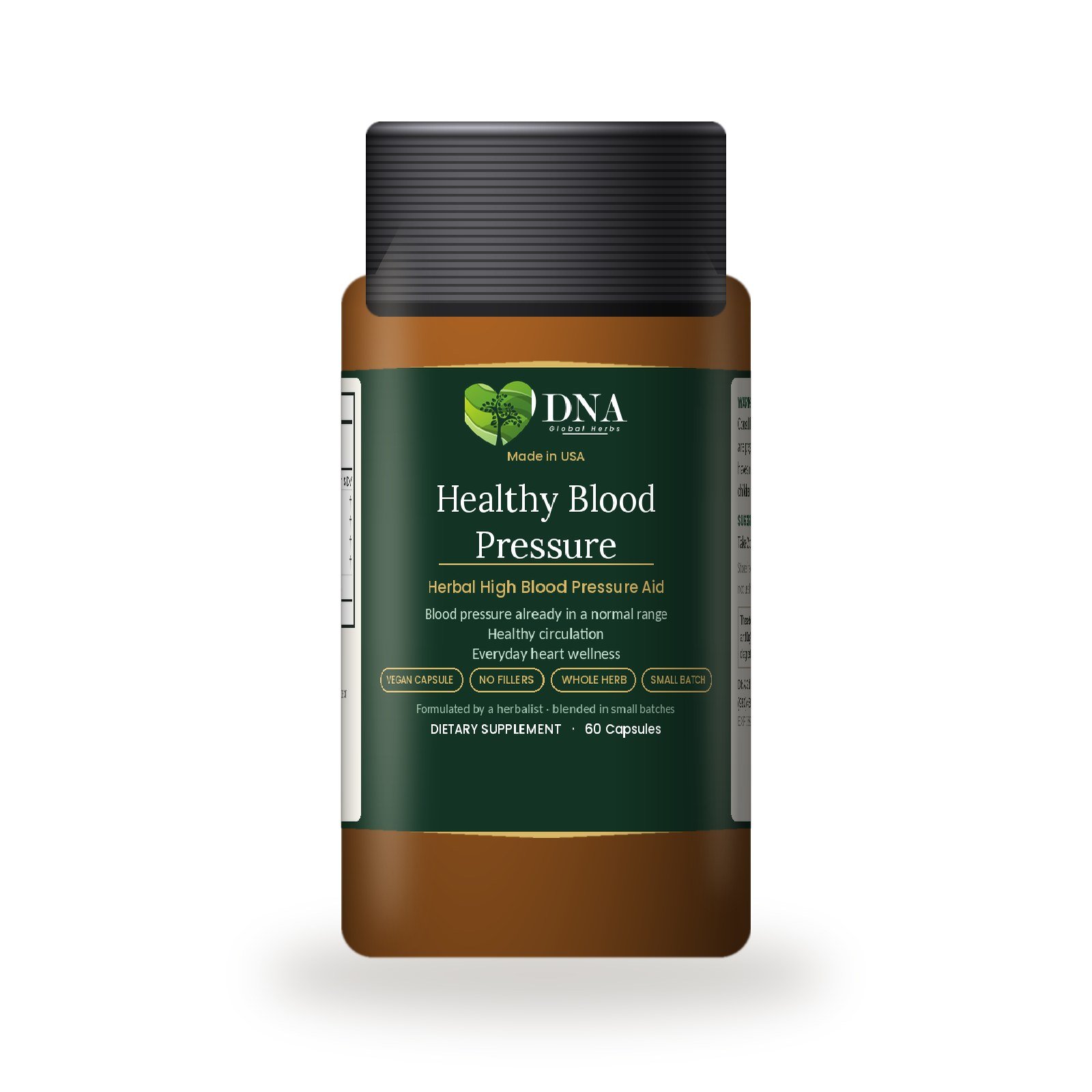 Herbal High Blood Pressure Aid bottle, front label