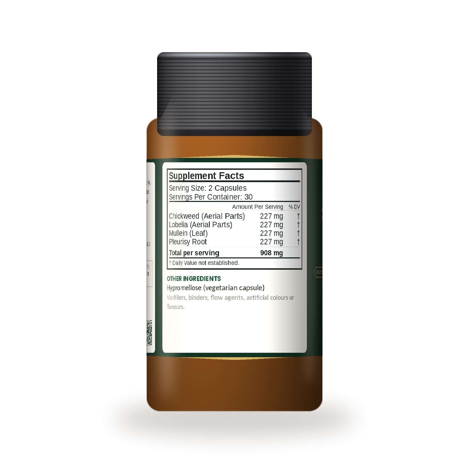 Herbal Lung Bronchial Supplement Facts panel